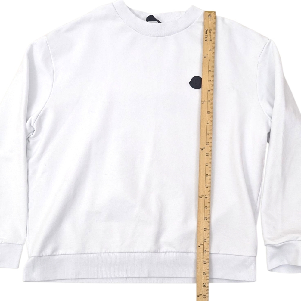 Moncler Pullover Crew Neck Sweatshirt Womens XL White Black Logo 100% Cotton - Picture 10 of 16